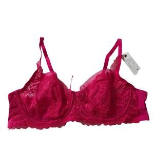 Skarlett Blue Minx Lace Balconette Bra, Bright Poppy, NWT, 36B